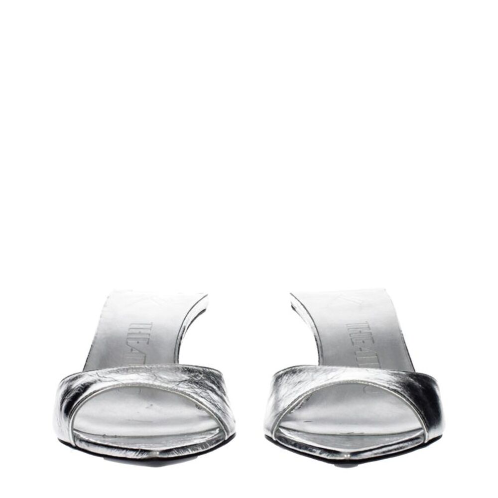 The Attico Gray Leather Flat Women's Sandals - Picture 3 of 5